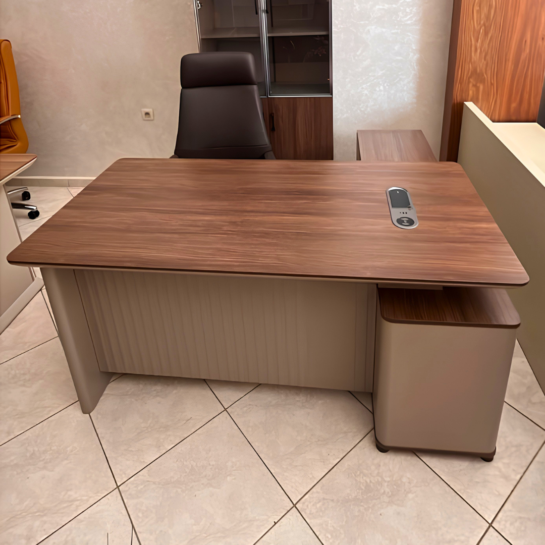 Bureau de direction compact avec caisson latéral intégré