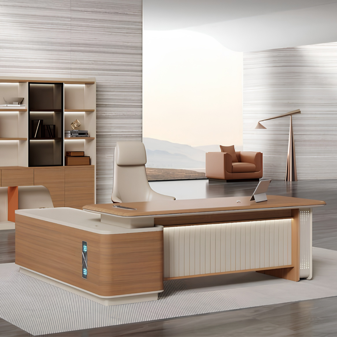 Bureau de direction exécutif de luxe avec bibliothèque intégrée