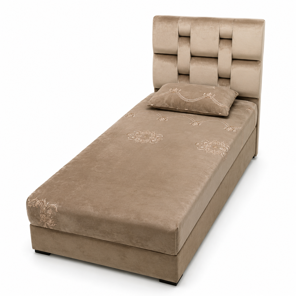 Lit Moderne Tapissier avec Tête de Lit Capitonnée